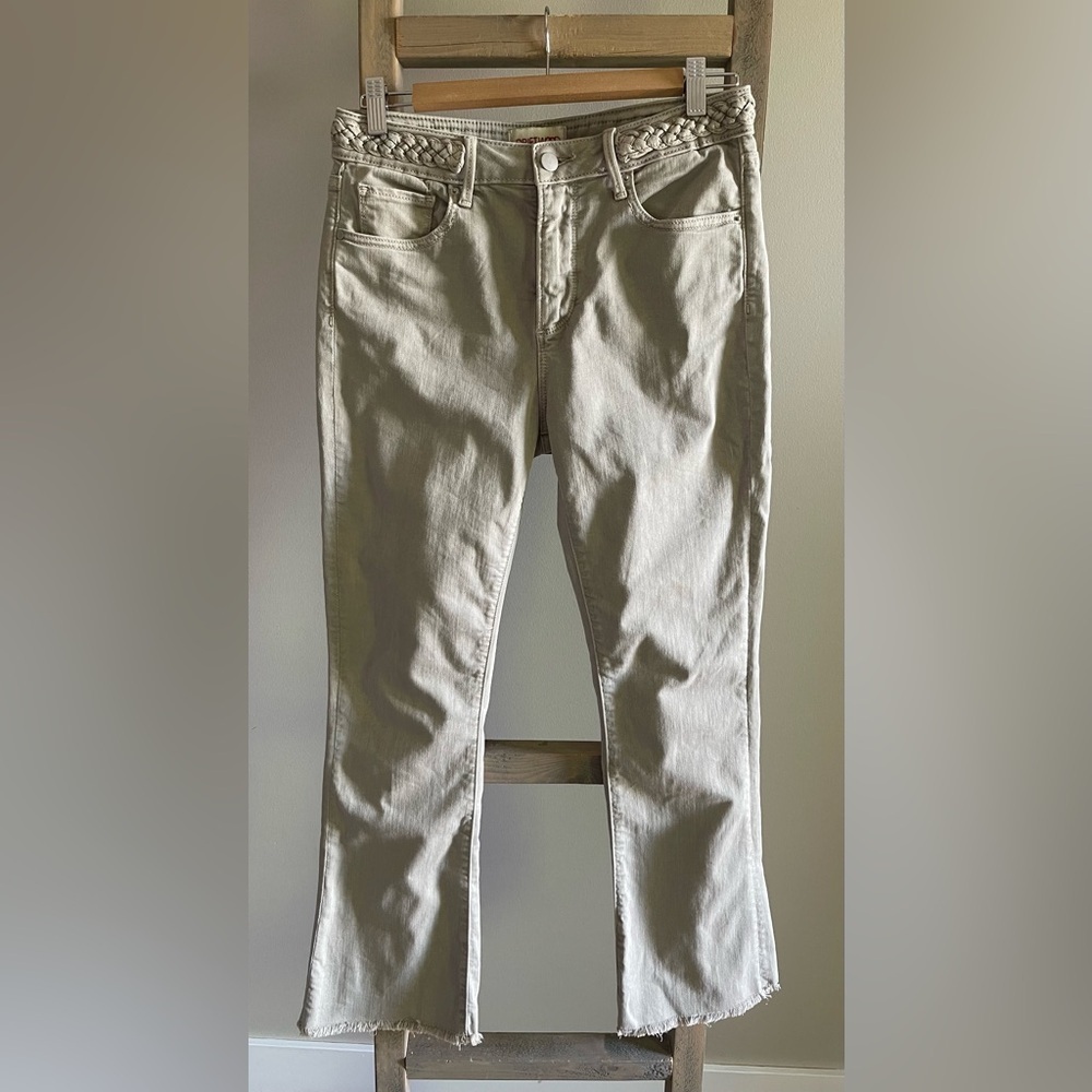 Anthropologie driftwood olive braided jeans